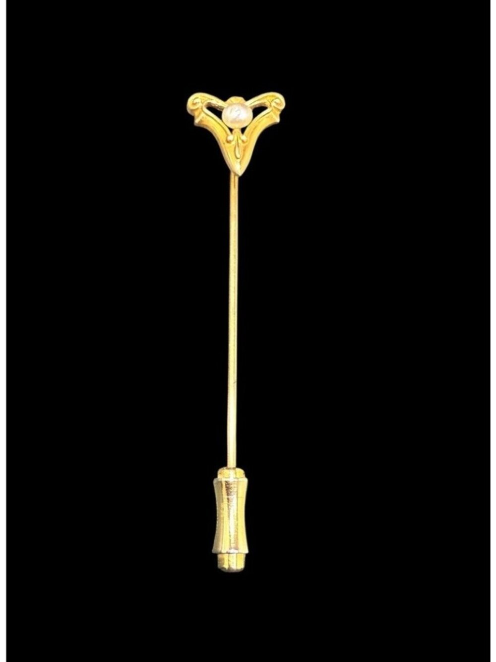 Antique Art Nouveau Victorian 14K Yellow Gold Baroque Pearl Stickpin Stick Pin